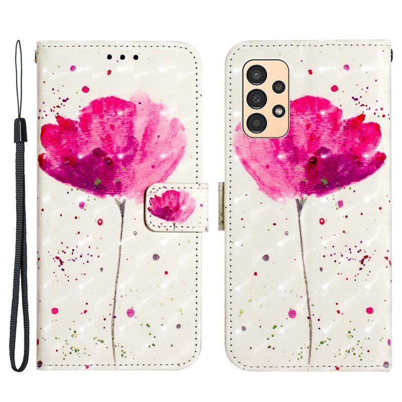 Case Nahkakotelo Samsung Galaxy A13 Suojaketju Kuori Hihna Poppy