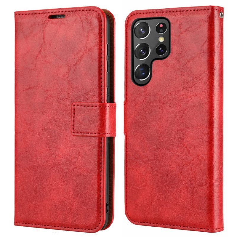 Case Nahkakotelo Samsung Galaxy S22 Ultra 5G Irrotettava Vintage-tyyli