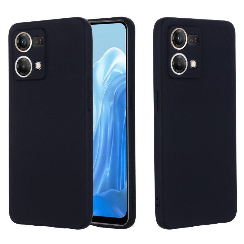 Case Oppo Reno 7 Nestemäinen Silikoni Kaulanauhalla