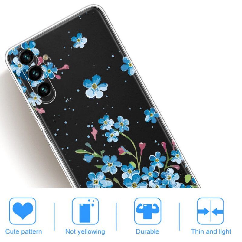 Case Samsung Galaxy A13 5G / A04s Sinisiä Kukkia