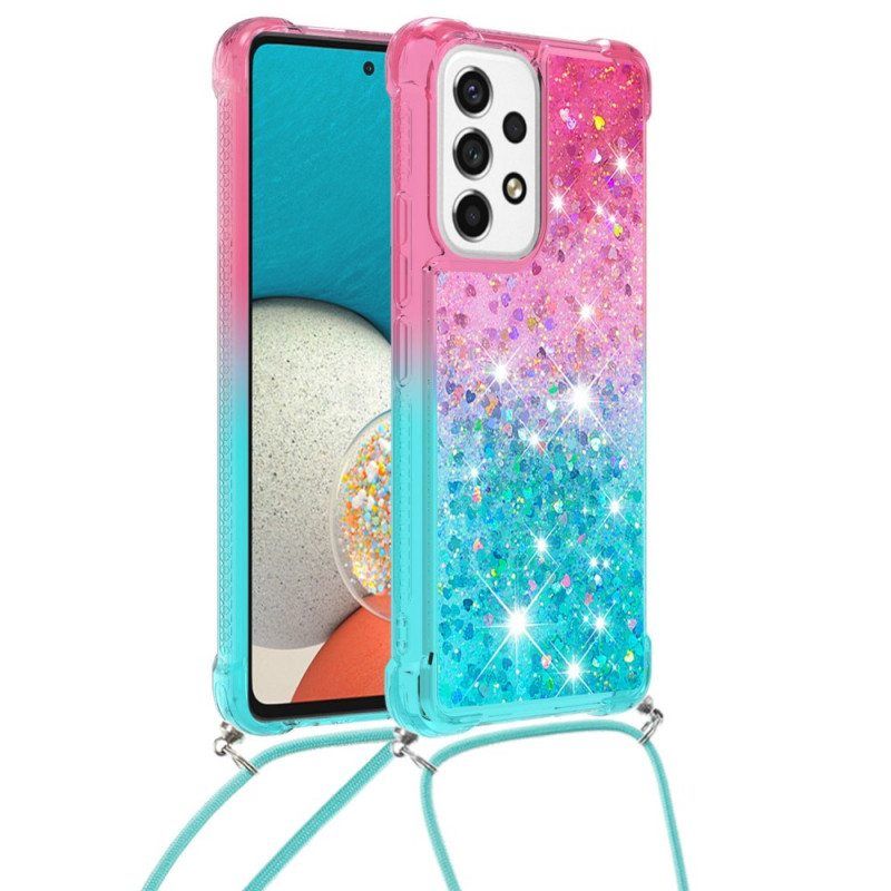 Case Samsung Galaxy A53 5G Kiristysnyörillä Glitter Silikoni Johto