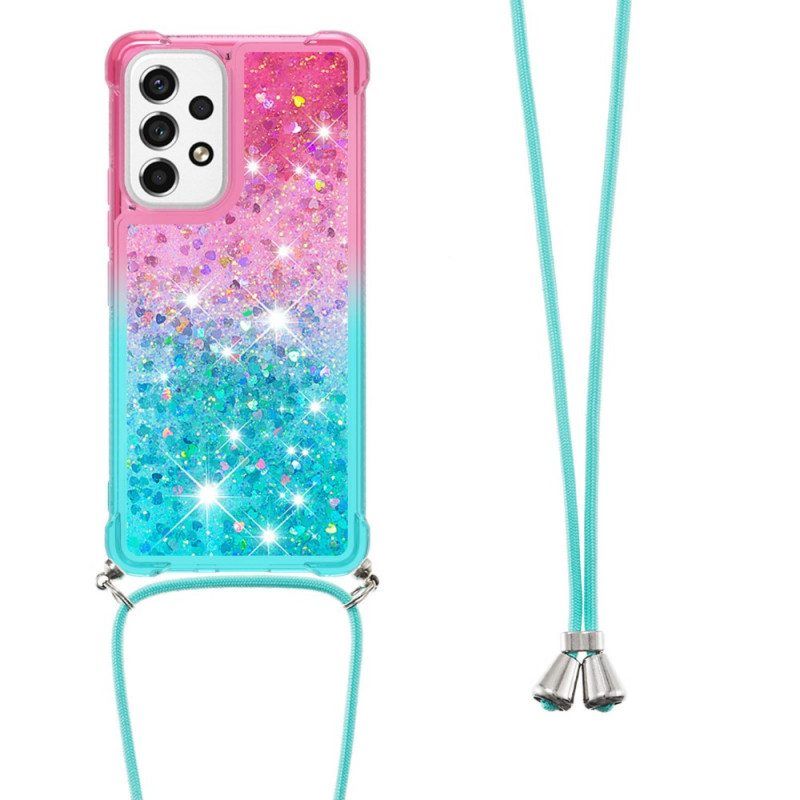 Case Samsung Galaxy A53 5G Kiristysnyörillä Glitter Silikoni Johto