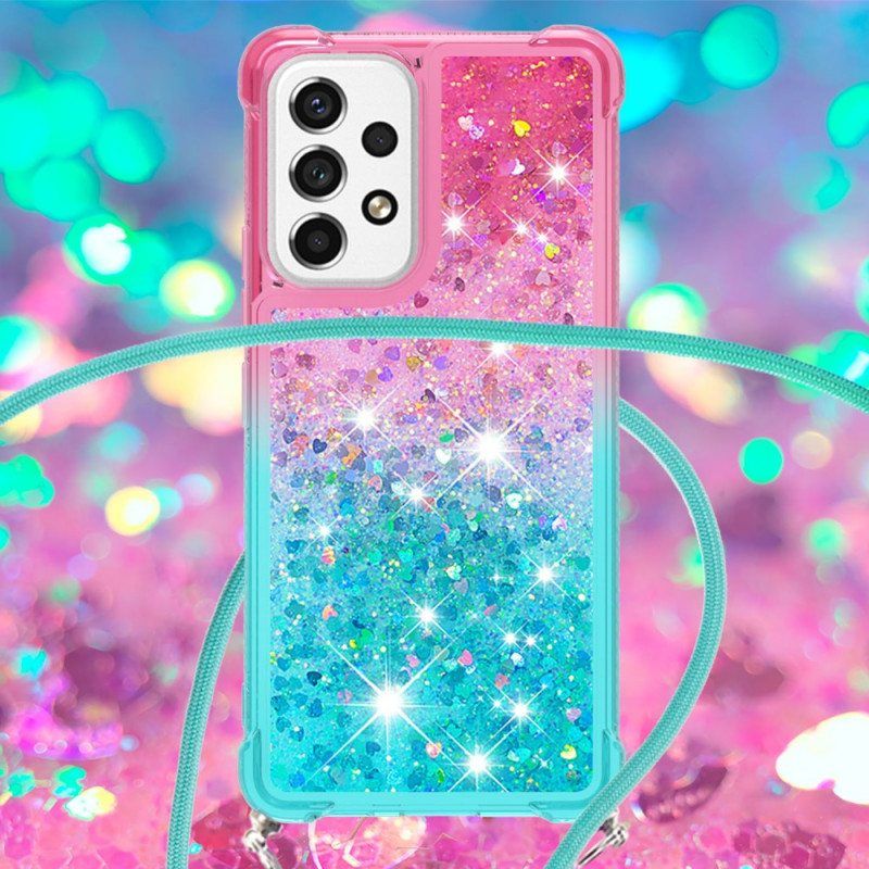 Case Samsung Galaxy A53 5G Kiristysnyörillä Glitter Silikoni Johto