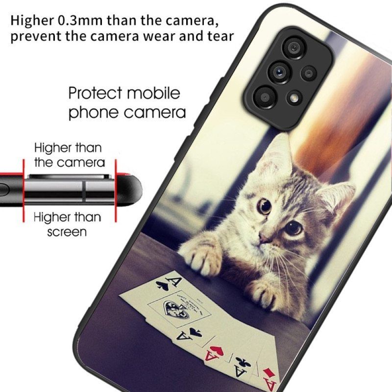 Case Samsung Galaxy A53 5G Poker Cat Karkaistu Lasi