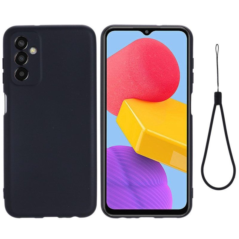 Case Samsung Galaxy M13 Nestemäinen Silikoni Kaulanauhalla