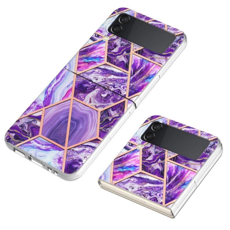 Case Samsung Galaxy Z Flip 4 Kotelot Flip Geometrinen Marmori