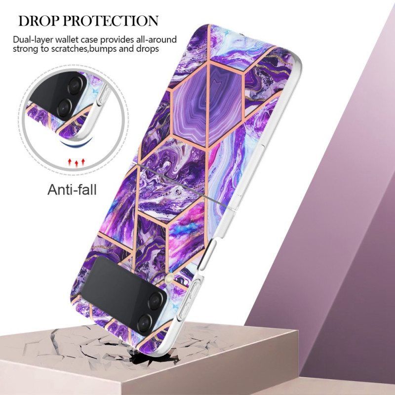 Case Samsung Galaxy Z Flip 4 Kotelot Flip Geometrinen Marmori