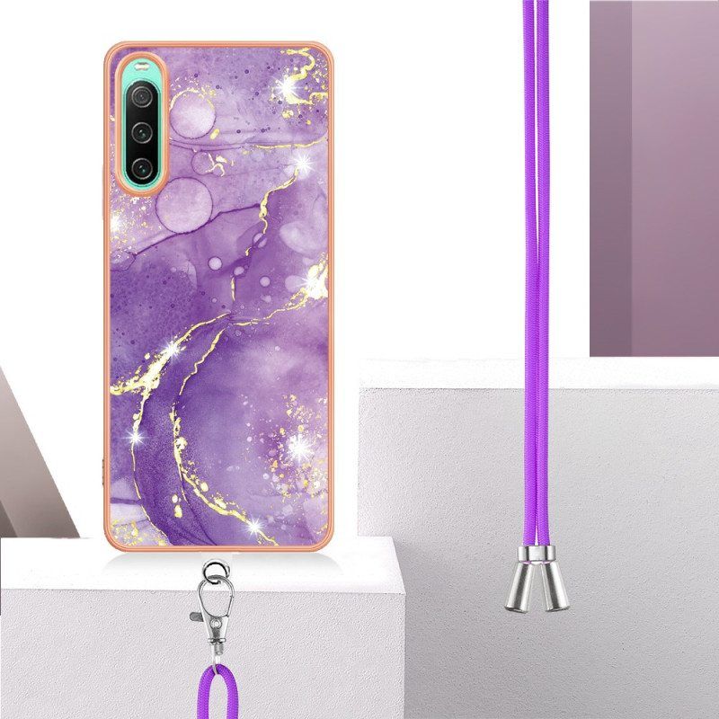 Case Sony Xperia 10 IV Kiristysnyörillä Marmorijohdolla