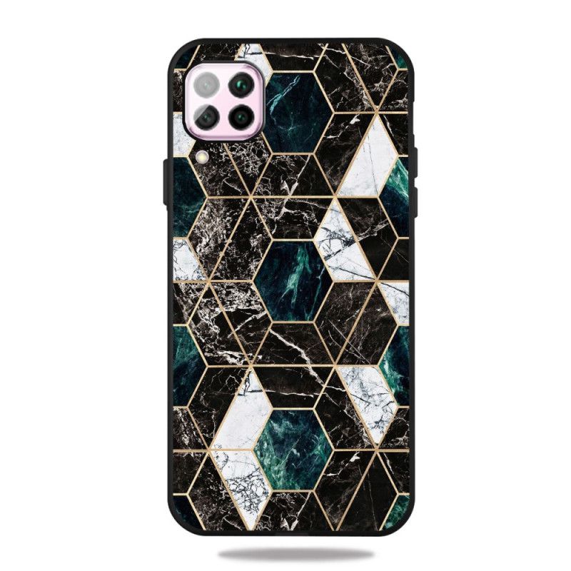 Case Kuoret Samsung Galaxy A12 Valkoinen Musta Puhelinkuoretolorous Geometria Marmori