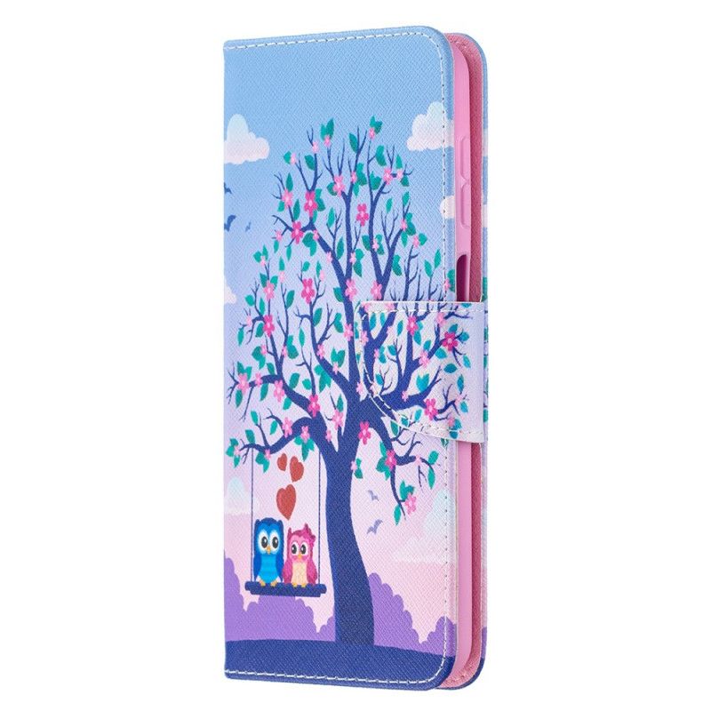 Flip Case Samsung Galaxy A12 Pöllöt Keinussa