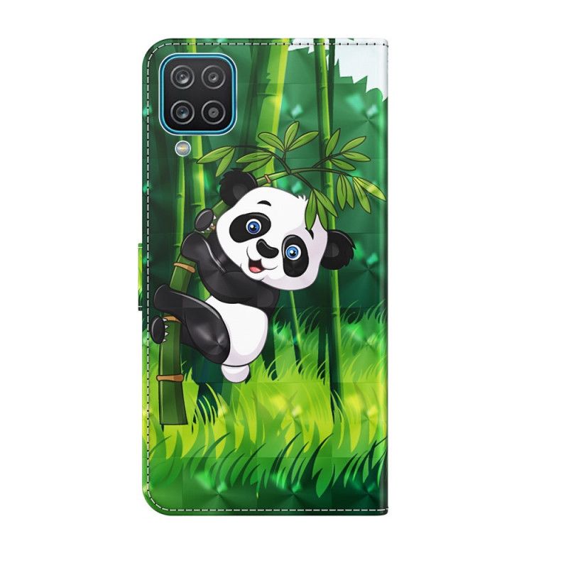 Nahkakotelo Samsung Galaxy A12 Puhelinkuoret Panda Ja Bambu