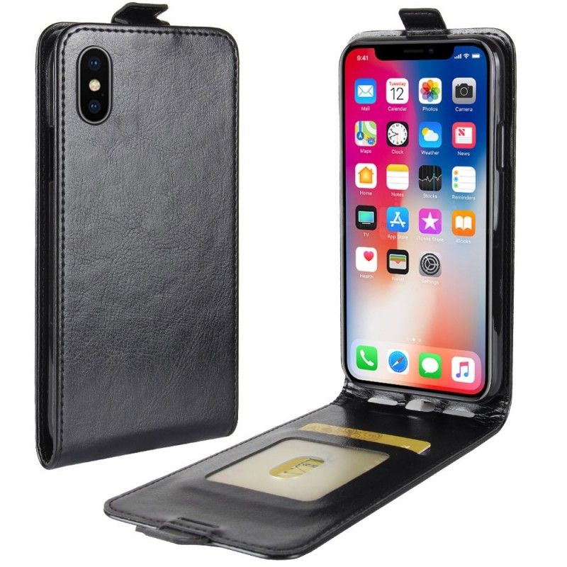 Flip Case iPhone XS Valkoinen Musta Retro-Taitto