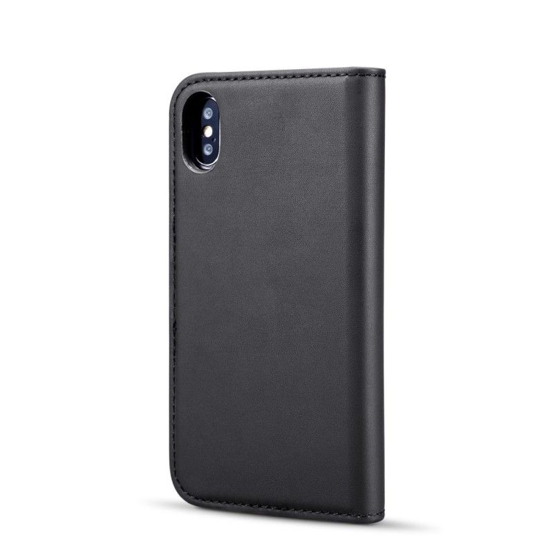 Flip Case iPhone XS Vihreä Musta Sileä Nahkaefekti Dg. Irrotettava Ming