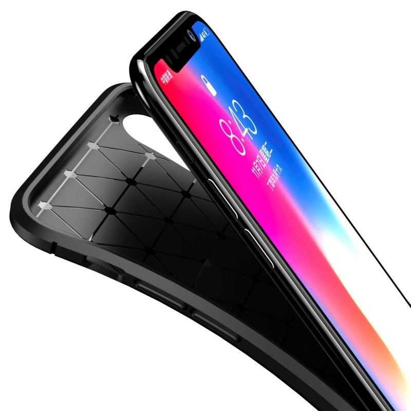 Kuori iPhone XS Tummansininen Musta Joustava Hiilikuiturakenne Suojakuori