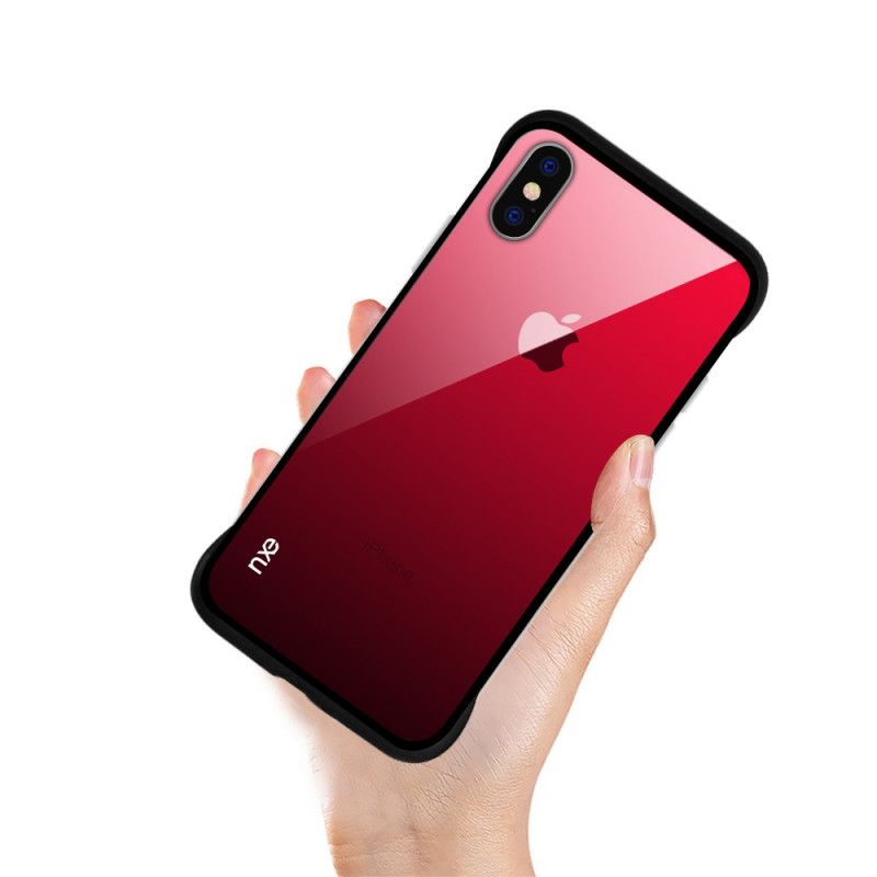 Kuori iPhone XS Vaaleanpunainen Punainen Karkaistun Lasin Värit Nxe