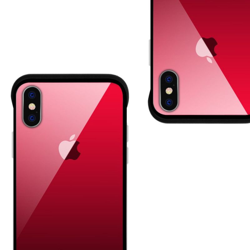 Kuori iPhone XS Vaaleanpunainen Punainen Karkaistun Lasin Värit Nxe