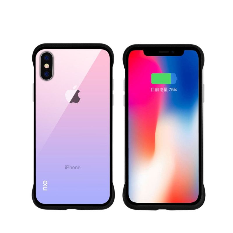 Kuori iPhone XS Vaaleanpunainen Punainen Karkaistun Lasin Värit Nxe