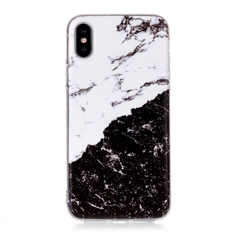 Kuori iPhone XS Valkoinen Musta Tumma Marmori