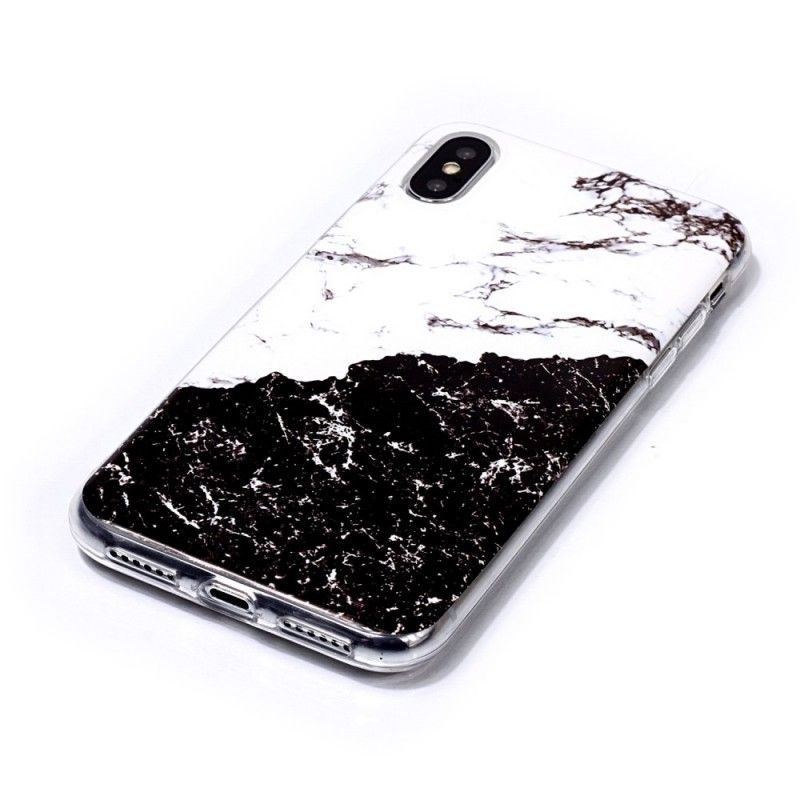 Kuori iPhone XS Valkoinen Musta Tumma Marmori