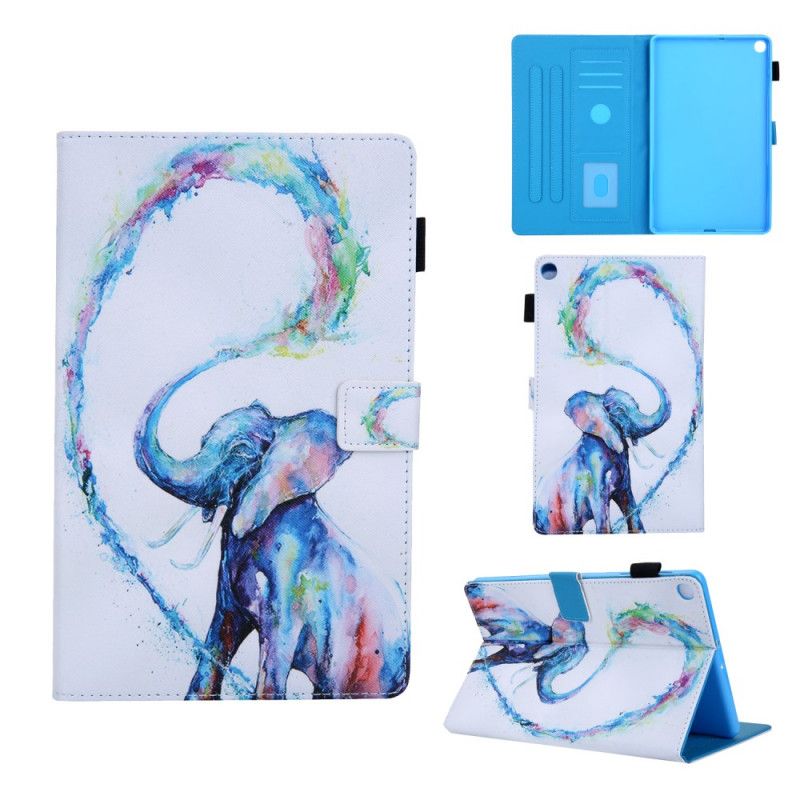 Flip Case Samsung Galaxy Tab A 10.1 (2019) Vaaleansininen Vaaleanpunainen Norsu