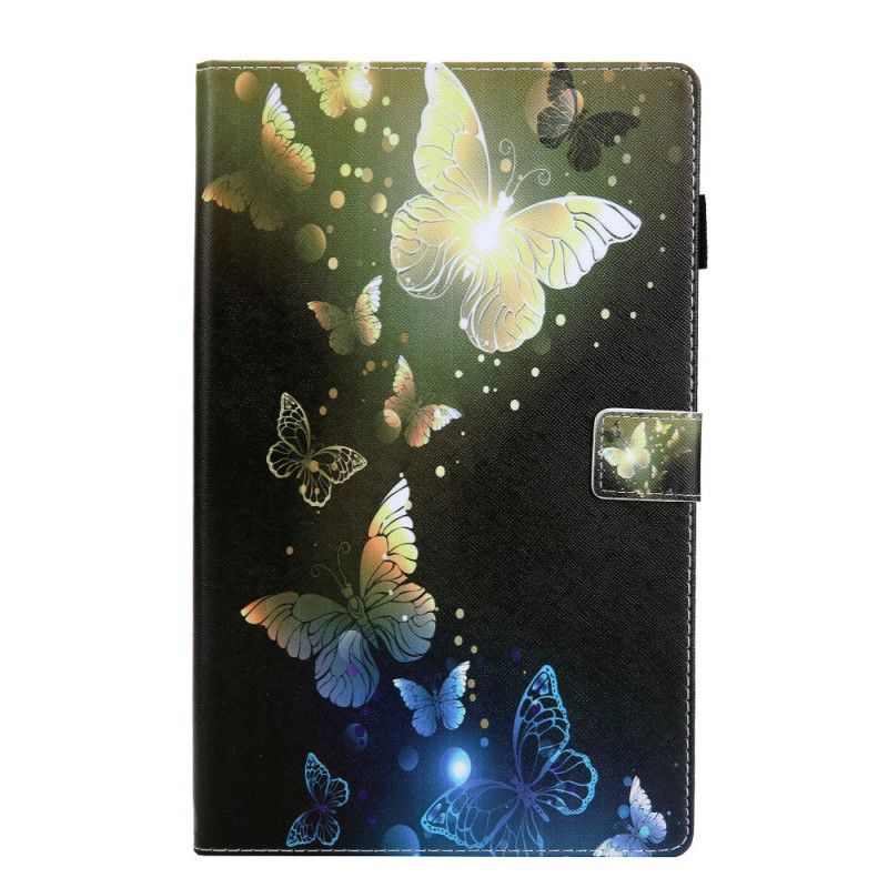 Flip Case Samsung Galaxy Tab A 10.1 (2019) Violetti Musta Perhoset Lennossa