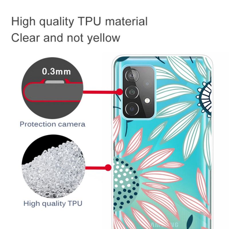 Case Kuoret Samsung Galaxy A52 4G / A52 5G Puhelinkuoret Läpinäkyvä Kukka