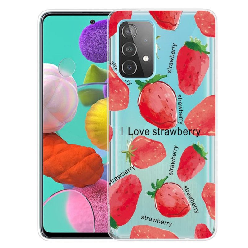 Case Kuoret Samsung Galaxy A52 4G / A52 5G Puhelinkuoret Mansikat / Rakastan Mansikkaa