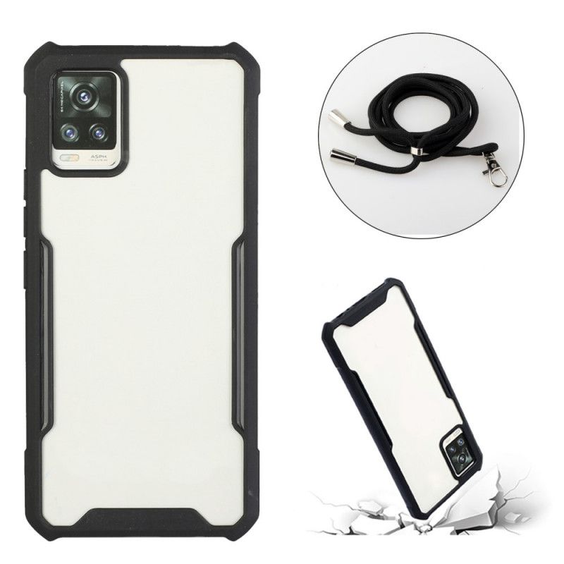 Case Kuoret Samsung Galaxy A52 4G / A52 5G Punainen Musta Puhelinkuoret Hybridi Värillisellä Johdolla