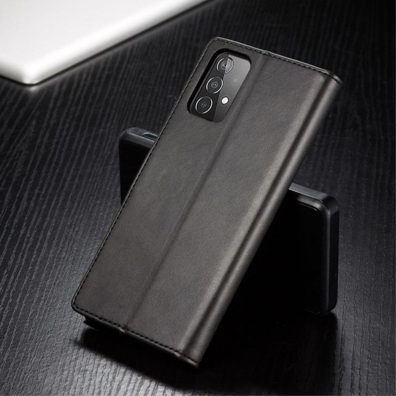 Flip Case Samsung Galaxy A52 4G / A52 5G Harmaa Musta Lc.Imeeke Nahkaefekti