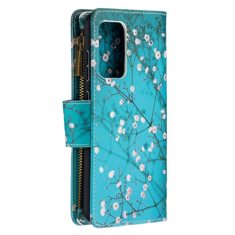 Flip Case Samsung Galaxy A52 4G / A52 5G Vaaleansininen Valkoinen Puu Vetoketjullinen Tasku