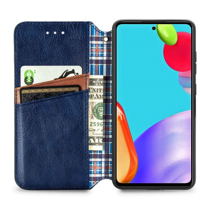 Flip Kotelot Samsung Galaxy A52 4G / A52 5G Harmaa Musta Timanttikuvioinen Nahkaefekti