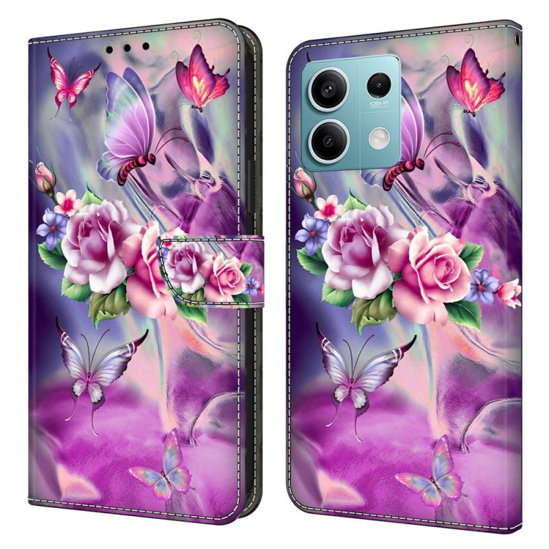 Kotelot Xiaomi Redmi Note 13 5g Purppuraisia Perhosia Ja Kukkia