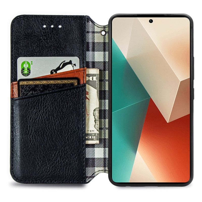 Nahkakotelo Xiaomi Redmi Note 13 5g Vintage Leather Effect -timantit Suojakuori