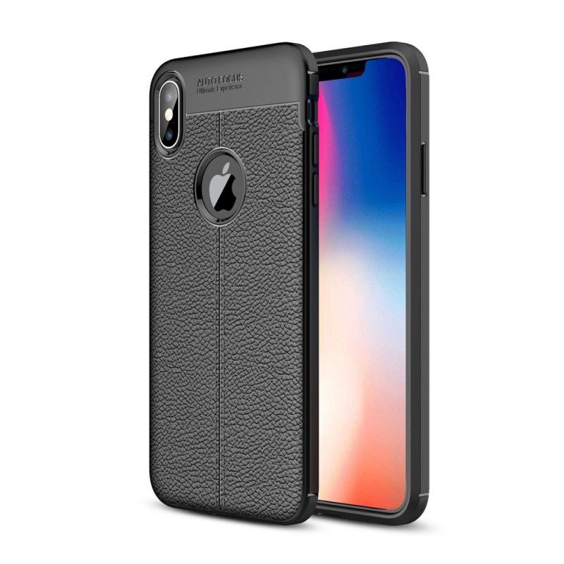 Case Kuoret iPhone XS Max Harmaa Musta Puhelinkuoret Kaksilinjainen Litsi Nahkainen Vaikutus