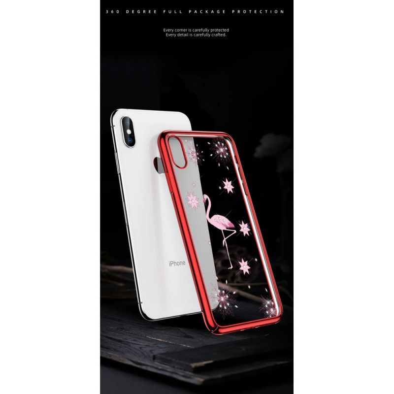 Case Kuoret iPhone XS Max Punainen Musta Puhelinkuoret Sulada-Flamingo-Timantit