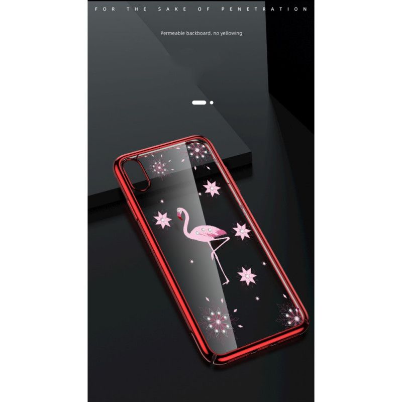 Case Kuoret iPhone XS Max Punainen Musta Puhelinkuoret Sulada-Flamingo-Timantit