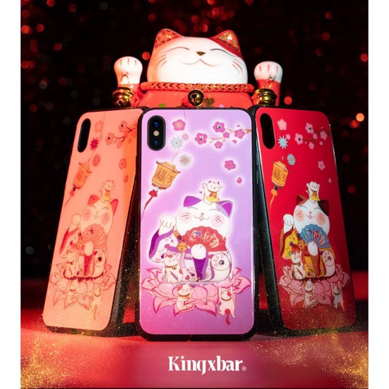 Case Kuoret iPhone XS Max Vaaleanpunainen Punainen Puhelinkuoret Valo Ja Swarovsky Kivi