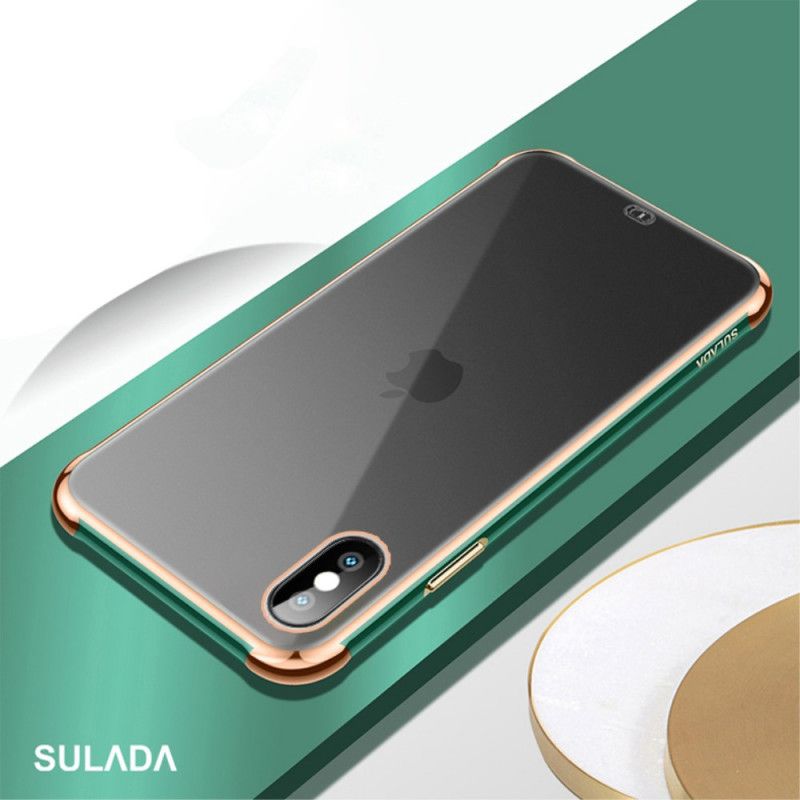 Case Kuoret iPhone XS Max Valkoinen Musta Puhelinkuoret Läpinäkyvä Sulada- Ja Metallivaikutus