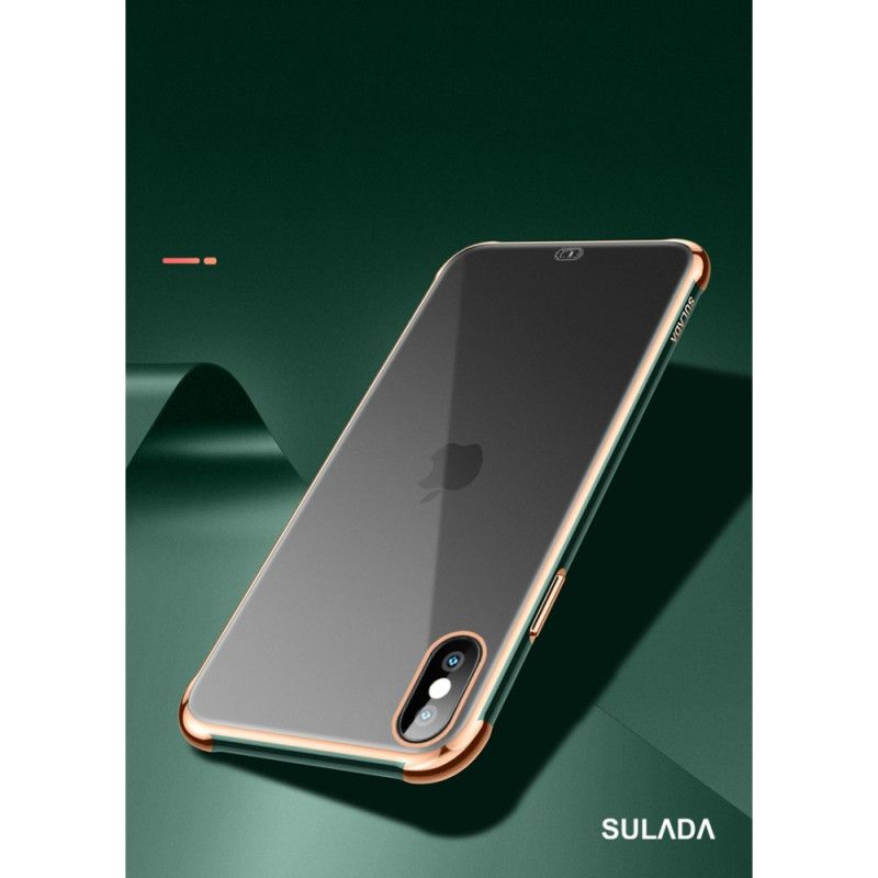 Case Kuoret iPhone XS Max Valkoinen Musta Puhelinkuoret Läpinäkyvä Sulada- Ja Metallivaikutus