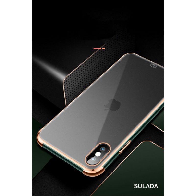 Case Kuoret iPhone XS Max Valkoinen Musta Puhelinkuoret Läpinäkyvä Sulada- Ja Metallivaikutus