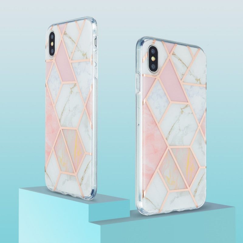 Case Kuoret iPhone XS Max Vihreä Vaaleanpunainen Puhelinkuoret Marmorisuunnittelu