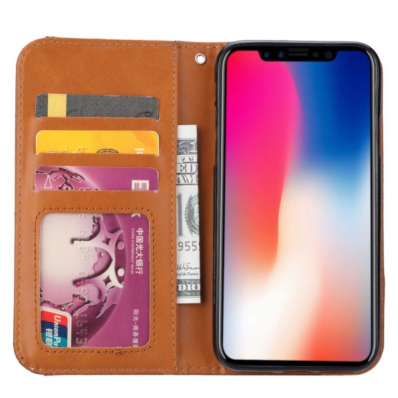 Flip Kotelot iPhone XS Max Punainen Musta Tekonahkakorttikotelo