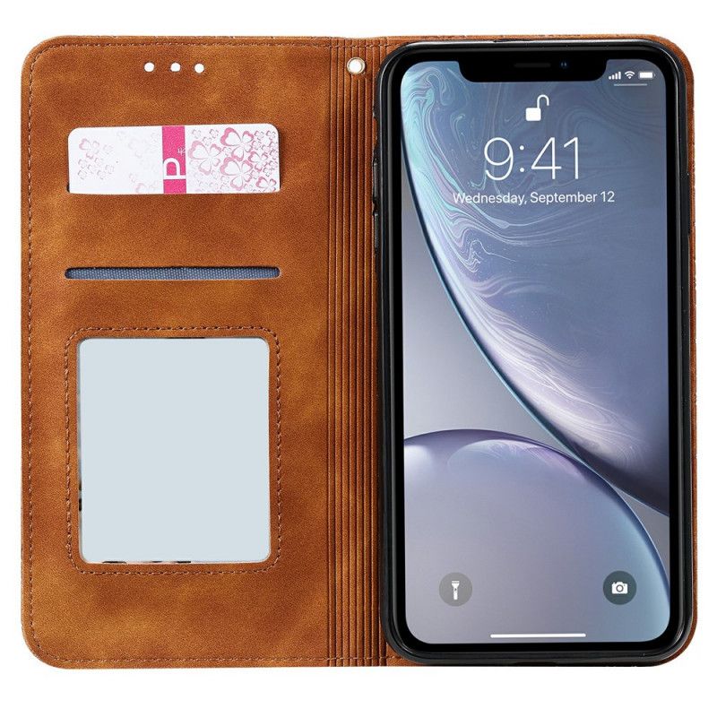 Flip Kotelot iPhone XS Max Tummansininen Vihreä Barokki Kukkia Suojakuori