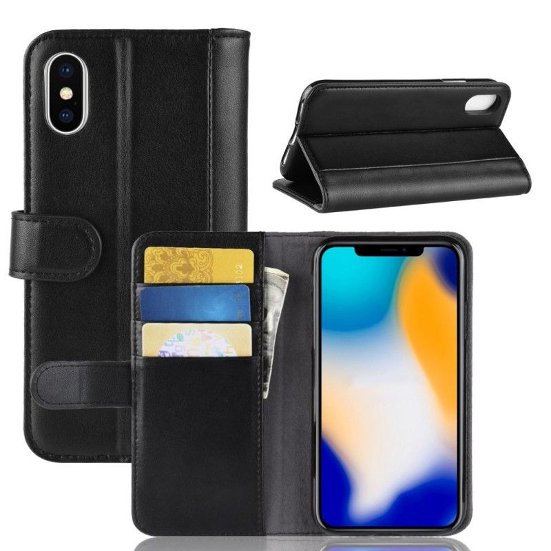 Kotelot iPhone XS Max Ruskea Musta Aitoa Nahkaa Suojakuori