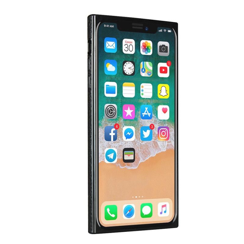 Kuori iPhone XS Max Harmaa Musta Aitoa Litsi Nahkaa Hihnalla