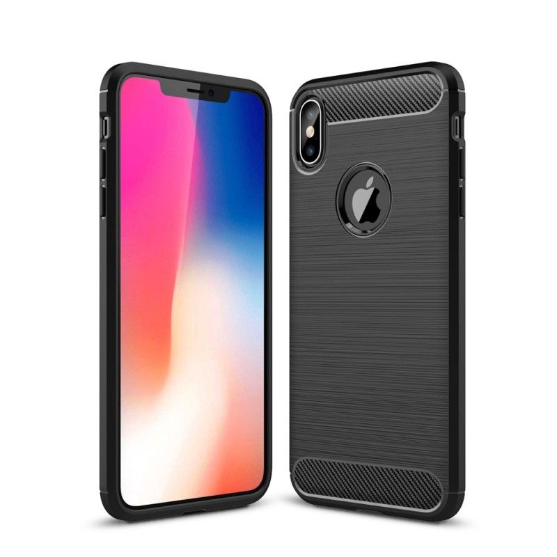 Kuori iPhone XS Max Harmaa Musta Harjattu Hiilikuitu Suojakuori