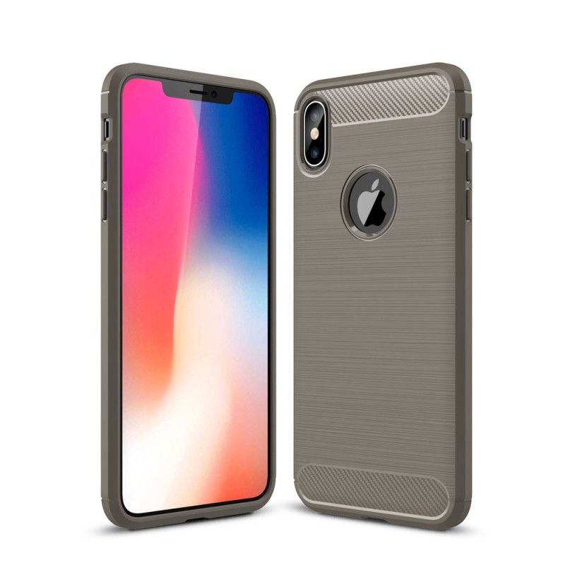 Kuori iPhone XS Max Harmaa Musta Harjattu Hiilikuitu Suojakuori