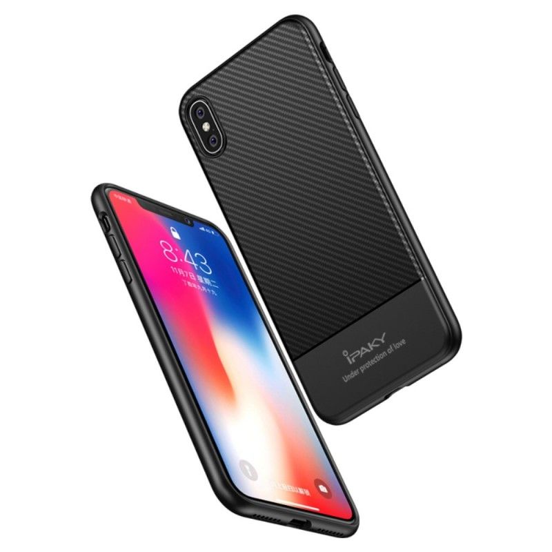 Kuori iPhone XS Max Harmaa Musta Ipaky Hiilikuitu