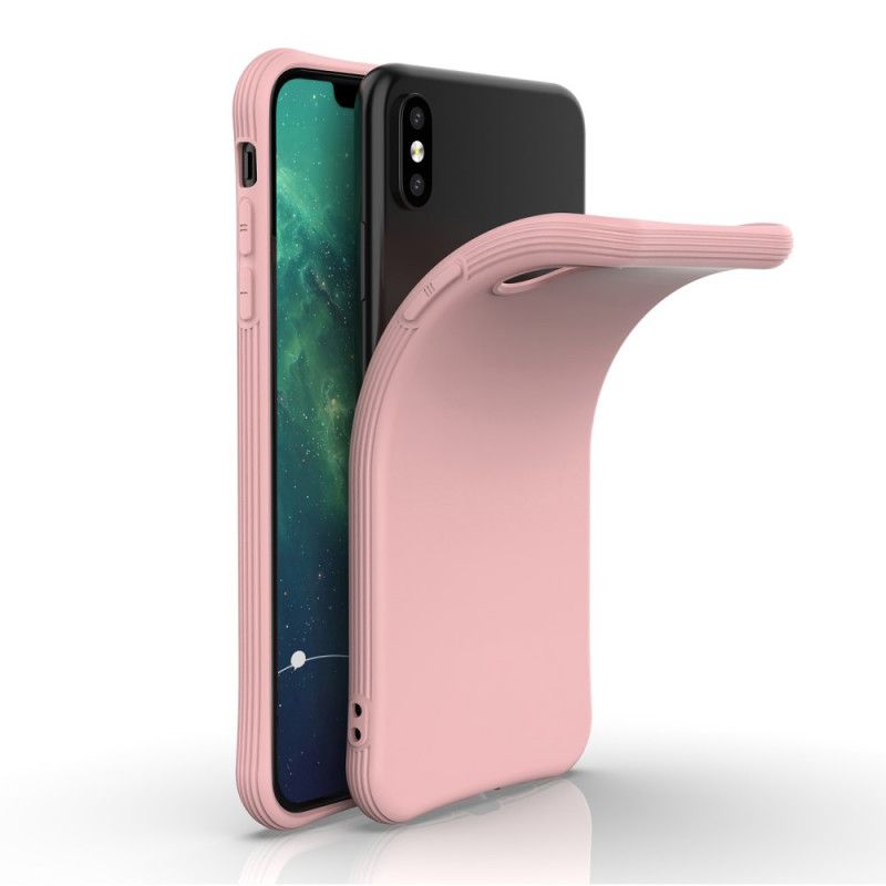 Kuori iPhone XS Max Keltainen Vaaleanpunainen Taipuisa Matta Silikoni Suojakuori