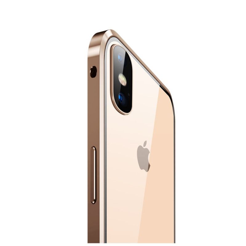 Kuori iPhone XS Max Punainen Musta Karkaistu Lasi Edessä Ja Takana